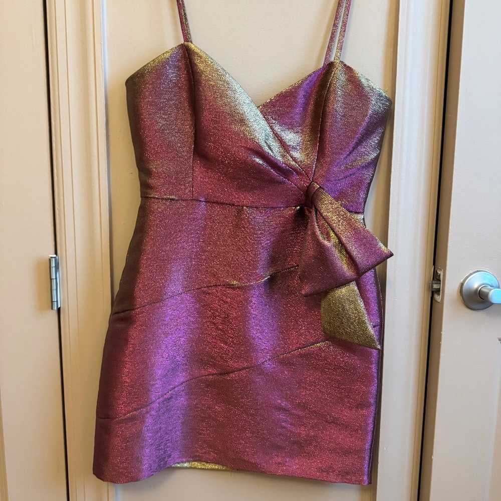 Unworn Pink Gold Metallic Cocktail Shimmer Dress | size 6